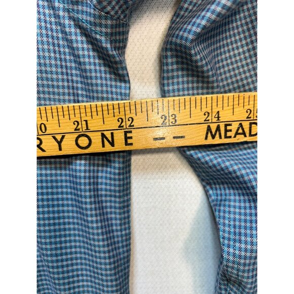 Joseph A Banks Men's Travelers Collection Tailored Fit Shirt Size M Blue Plaid - Picture 10 of 12